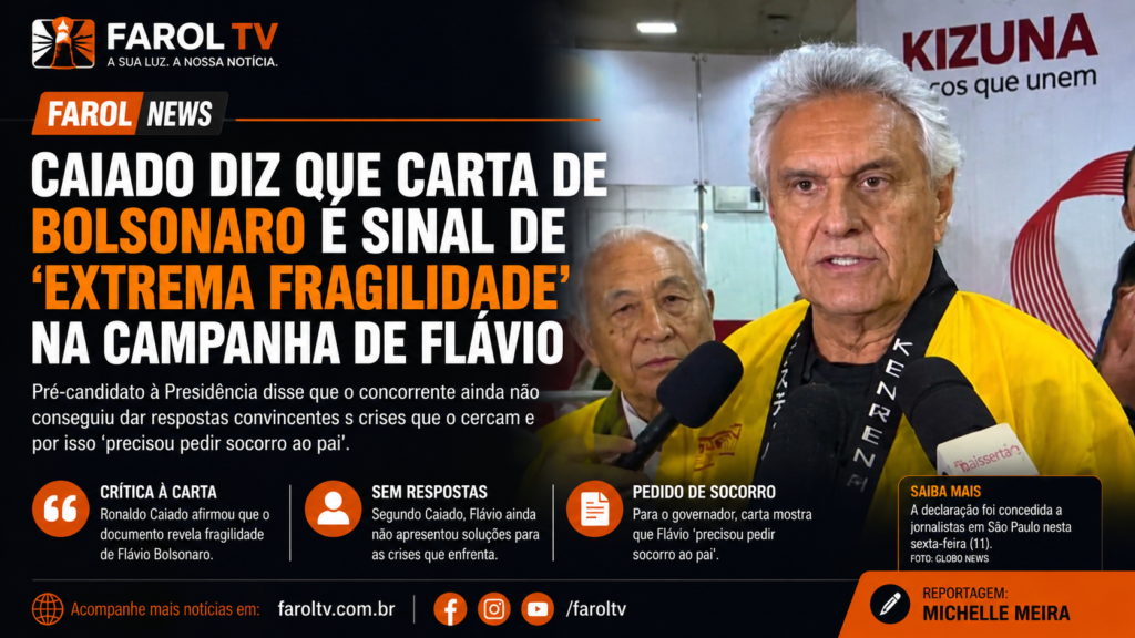Caiado diz que carta de Bolsonaro é sinal de “extrema fragilidade” na campanha de Flávio