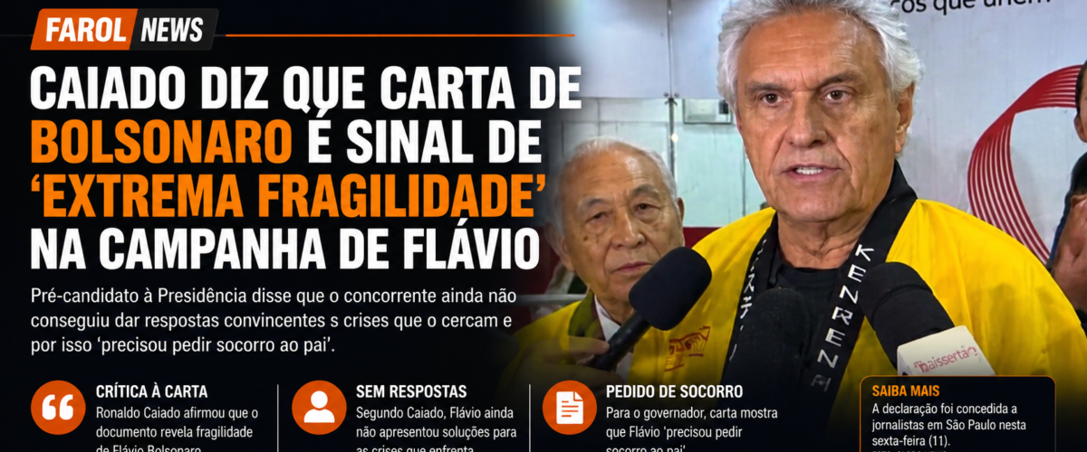 Caiado diz que carta de Bolsonaro é sinal de “extrema fragilidade” na campanha de Flávio