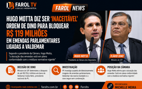 Hugo Motta critica decisão de Flávio Dino sobre bloqueio de emendas ligadas a Valdemar